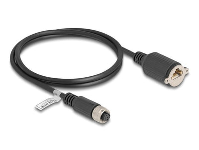 Delock M12 Cable A-kodiert 8 Pin Female a RJ45 Female CAT.5E FTP 1M Black — image 1