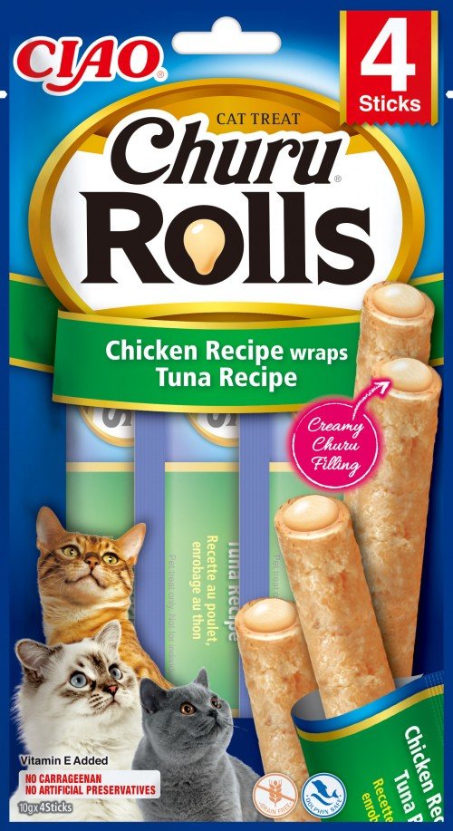Inaba Rubber Gatos Churu Rolls Chicken Recipe Wraps Tuna Recipe 4X10 G