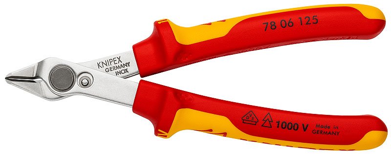 Knipex Pliers Electronic Super Knips 78 06 125, Electrónicos Rojo/Amarillo Con Resorte Opening Y Limitador Ope
