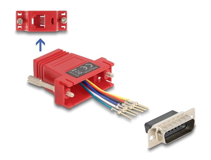 Delock D-sub 15 Pin Connector Male a RJ12 Connector Female Kit Assembly Red