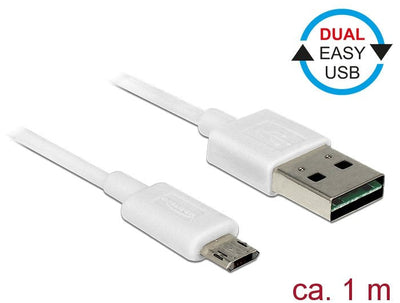 Delock Cable Easy USB 2.0-A Easy Micro-b Male/Male White 1M — image 1