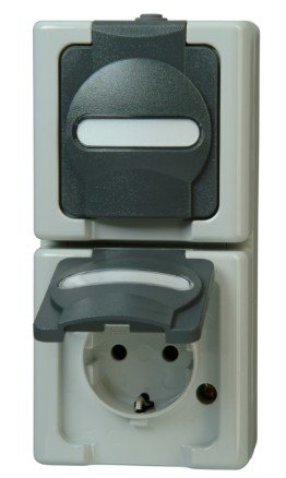 Kopp 131456008 Blue Electric Schuko Steckdose M.klappd. 2F Fertig Verdrahtet Gra