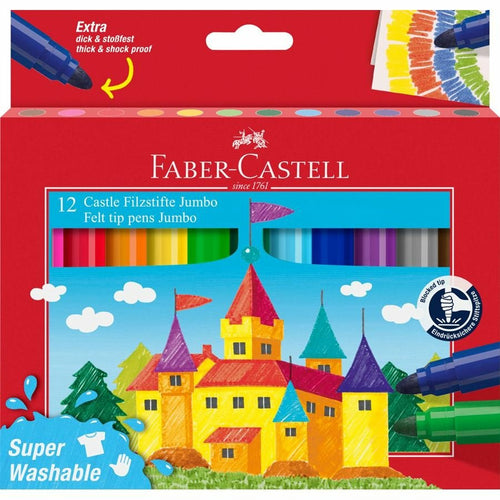 Faber-castell Jumbo Pack 12 Markers Punta Gruesa - Ink With Base Water Washable - Colours Surtidos — image 1
