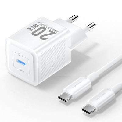 Vention Charger GaN Wall TZ-FEPW0-EU-01 1x USB Type-c + USB Cable Type-c 20W — image 1