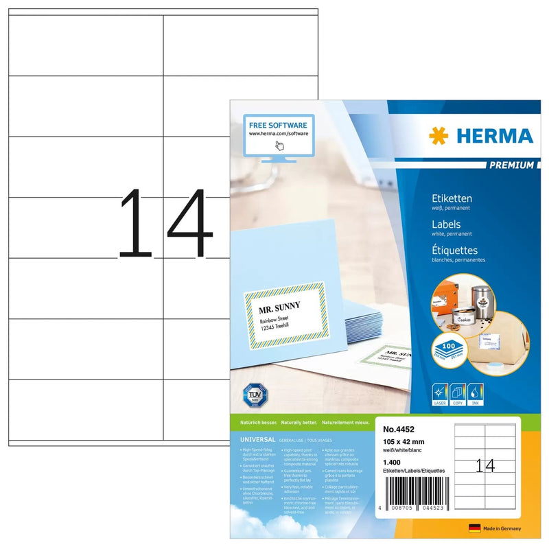 Herma Labels Premium A4 White 105X42 Mm Paper 1400 Units