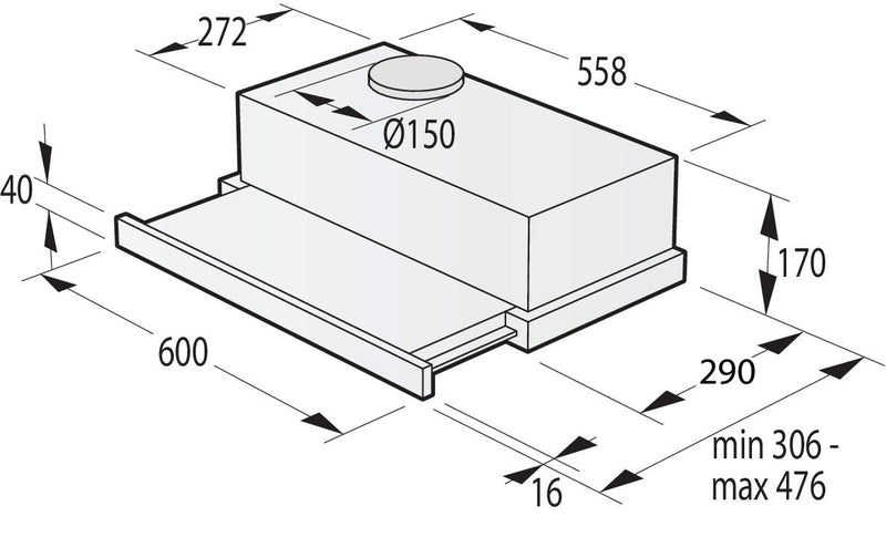 Gorenje Campana Extractora TH62E3X Semintegrada Removable Steel Inoxidable 350M³/H