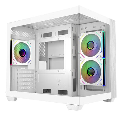 Cooler Master PC Case Elite 481 Wood Minitorre - 3 Fans 120MM RGB - Vista Panoramica - Stand microATX/Mini-itx — image 1