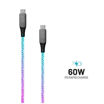 Cable Fixed Glowing Charging USB-C 1,2M, Pd Support, 60W, Rainbow — image 1