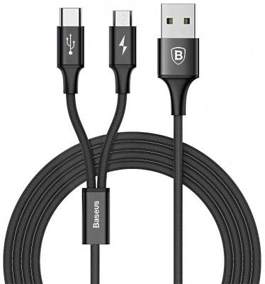 Baseus CAMT-ASU01 USB Cable 1,2M USB a USB C/Micro-usb B Black