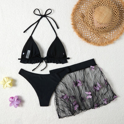 Conservative Womens Swimwear Cross-border Solid-color Bikini