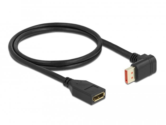Delock DisplayPort Verlängerungscable Plug 90° Unten Gewinkelt Zu Buchse 8K 60 HZ 1M