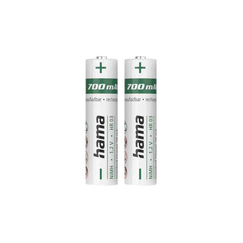 Hama Pack 2 Batteries Recargables Aaa - Nimh - Voltaje 1.2V - 700MAH - White