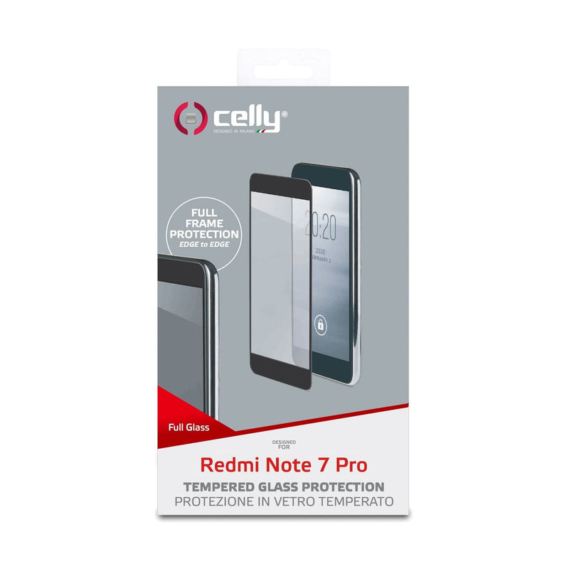 Celly FULLGLASS843BK - Screen Protector Xiaomi Note 7 And 7 Pro Anti Huellas, Anti Arañazos With Bordes Colour