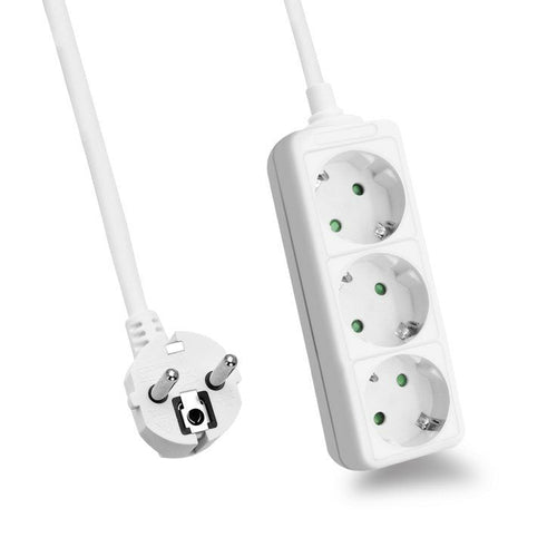 Helos Power Strip Classic, 3 Sockets White 1,5M, Without Switch — image 1