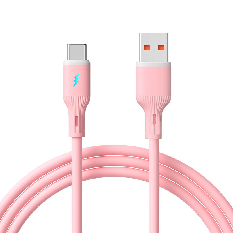 Akyga USB Cable AK-USB-61 USB a M USB Type-c M Ver. 2.0 18W 1M Pink Silicone