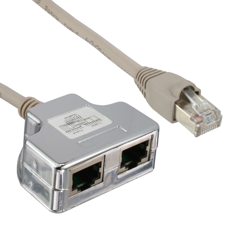 Inline CAT.5E Splitter Dos Conexiones Diferentes a Través Network Cable RJ45 8P8C