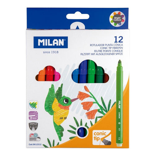 Milan Box Of 12 Markers Punta Conica And Base Water — image 1