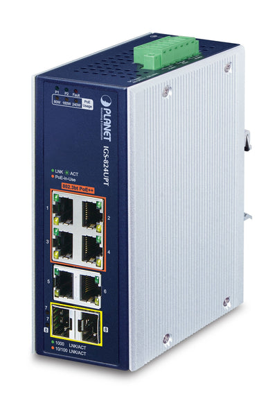 Planet Industrial 4-PORT Ge 802.3AT + 2 Ge + 2 100/1000X Sfp — image 1