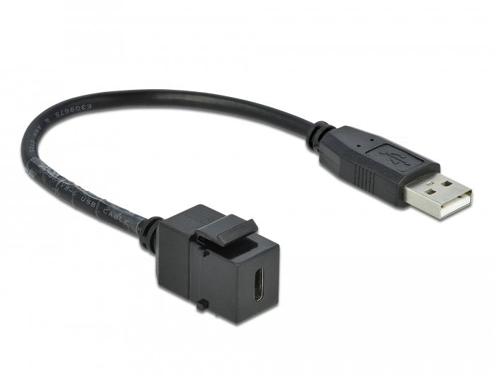 Delock Keystone Módulo USB 2.0 C Connector Female USB 2.0A Connector Male With Cable