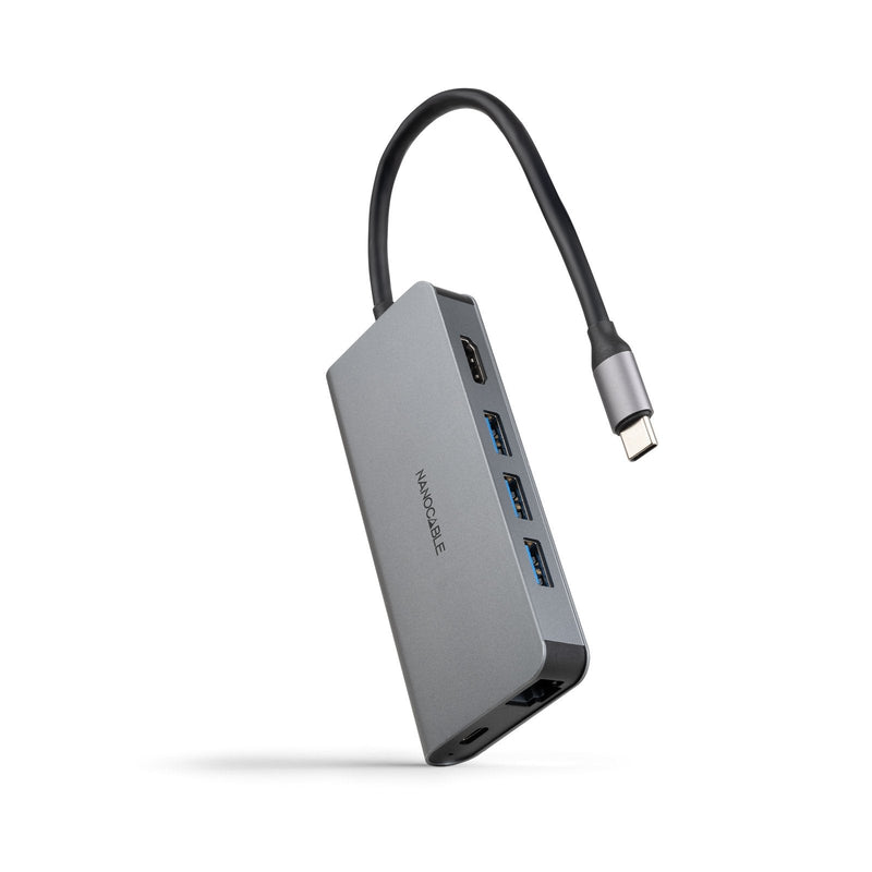 Nanocable Docking Type-c 10.16.4609 3x USB 1x HDMI 4K 1x RJ45 1XLECTOR Cards 1x USB Type-c Pd Grey