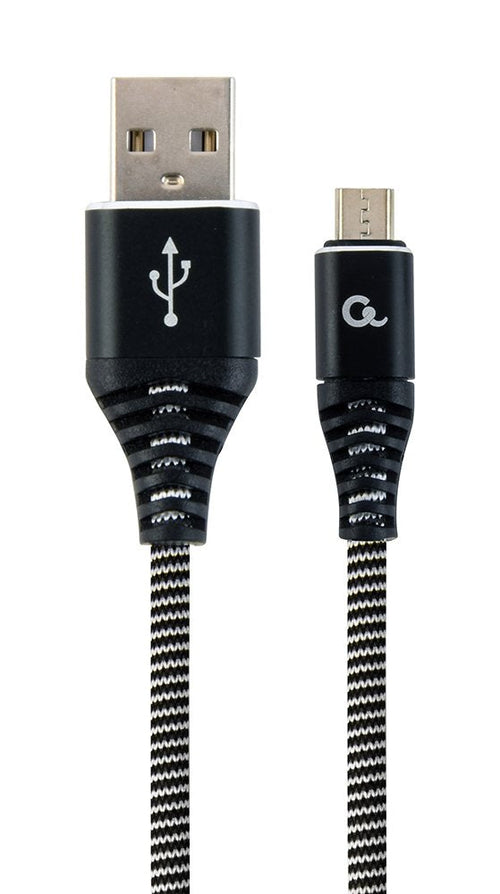 Gembird CC-USB2B-AMMBM-1M-BW Cable Datos And Charging Micro USB Trenzado Premium, 1M, Black / White — image 1