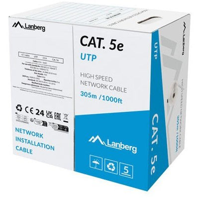 Lanberg Cable LAN CAT.5E 305M Solid Cca Grey Fluke Passed — image 1