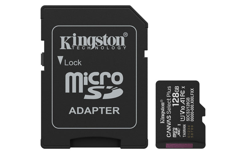 Kingston microSD 128GB Microsdxc Canvas Select Plus GEN3 150MB/S A1 Includes Adapter Sd)