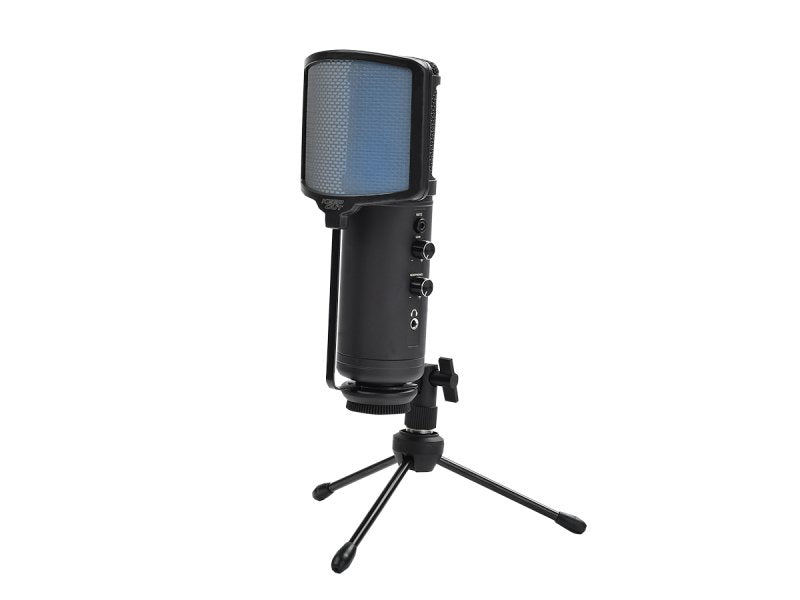 Keepout Microphone USB Pro Windscreen LED Blue Tripod Control Ganancia Silencio And Power USB