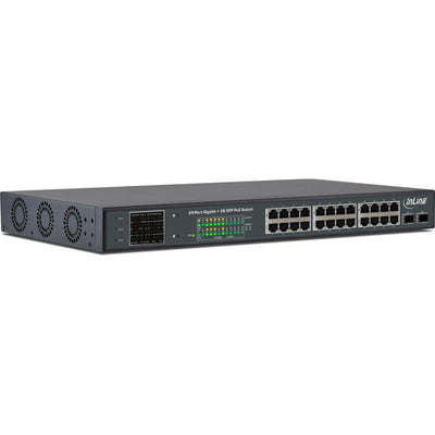 Inline Switch Network PoE + Gigabit 24 Ports 1GBIT/S, 2X Sfp, 48,26CM (19, Stands Incluidos), Metal Control Fa — image 1