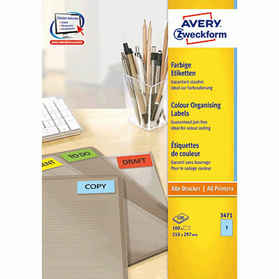 Avery Zweckform Labels 3471 Blue 210,0 X 297,0MM — image 1