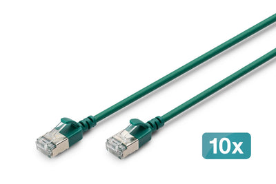Digitus Network Cable CAT.6A F/FTP Slim 3M Green 10 Units — image 1