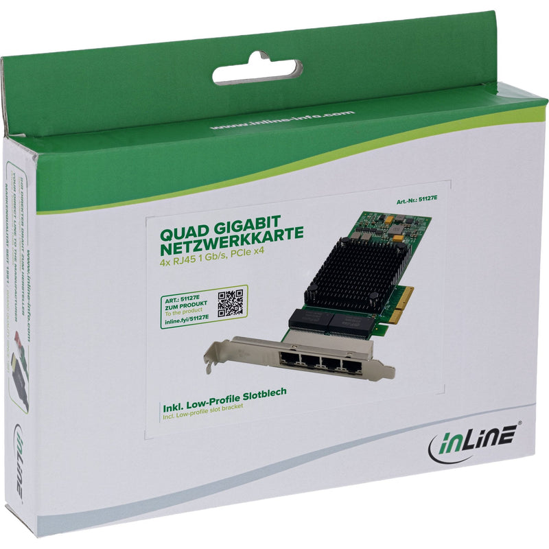 Inline Quad Gigabit Network Card - 4x RJ45 1GB/S - PCIE X4