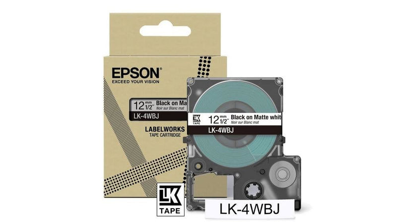 Epson Labelworks LK-4WBJ Black Sobre White Matte Roll (1 2CM X 8M) 1 Cinta(s) Box Colgar Cartridge Tape Labelw