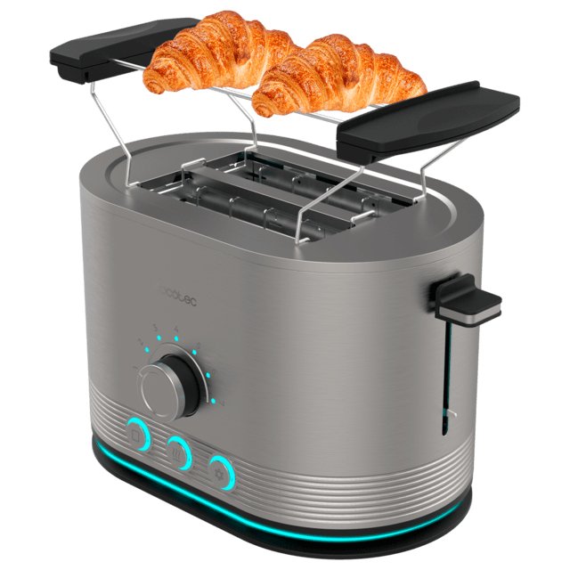 Cecotec Toaster Vertical Steel With Double Slot Short Shine&toast Double. 850W, Capacity 2 Tostadas, Ranuras A