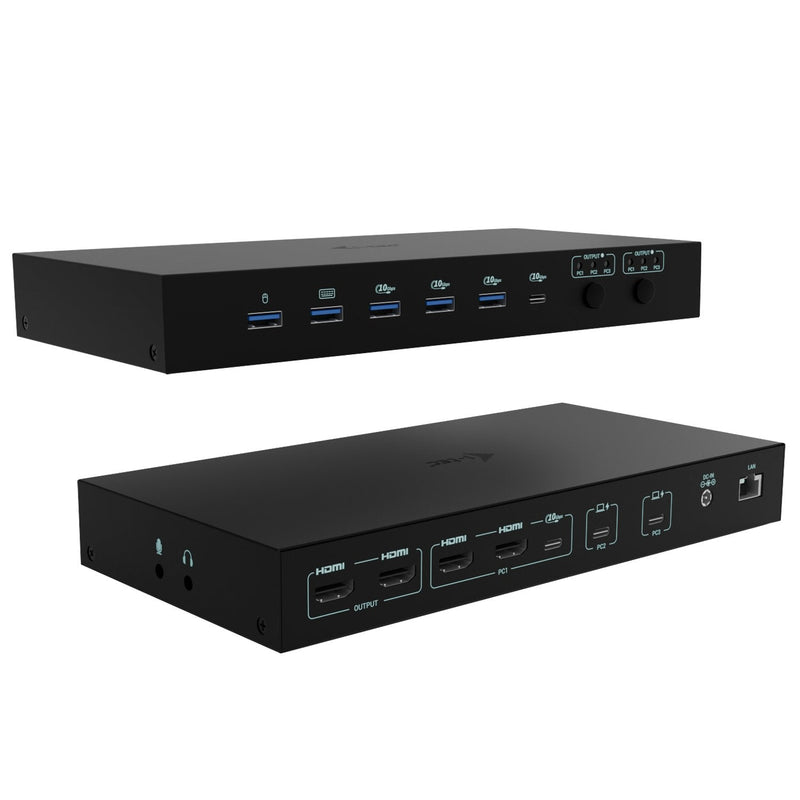 I-tec USB-C KVM Docking Station For 3 Hosts 2x HDMI 1XGLAN 1x USB-C GEN2 3x USB-A GEN2 2x USB-A 1.1 1XAUDIO 1X