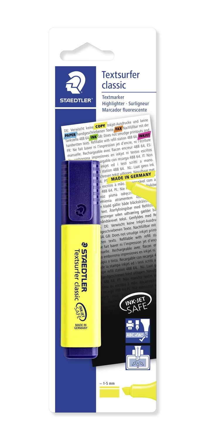 Staedtler Textsurfer Classic 364 Marcador Fluorescent - Punta Biselada 1 - 5MM Aprox - Secado Fast - Colour Ye