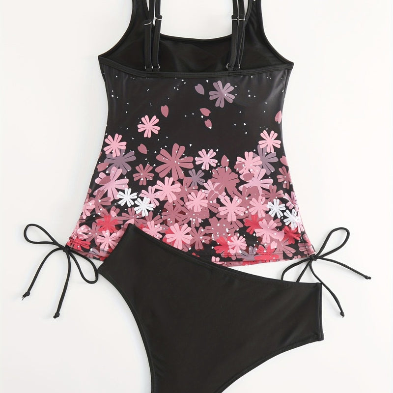 Womens Fashionable Printed Lace-Up Sexy Swimsuit Set