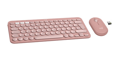 Logitech Keyboard English + Mouse Pebble 2 Combo RF Wireless + Bluetooth QWERTY Internacional Ee.uu. Pink — image 1
