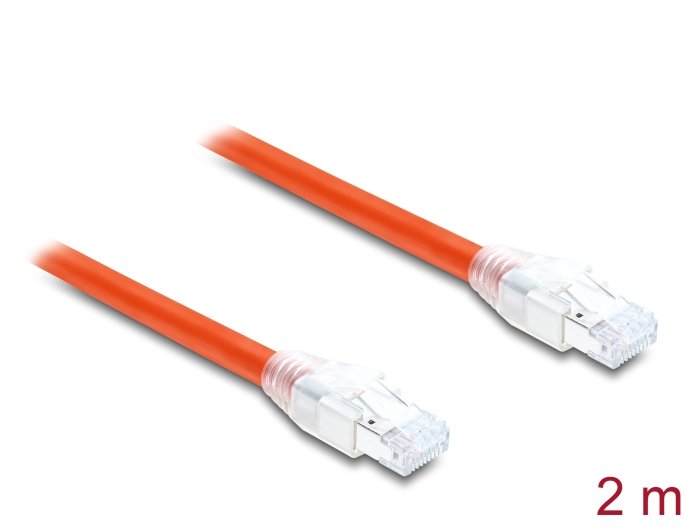 Delock RJ45 Network Cable CAT.8.1S FTP 2M Hasta 40Gbps Orange