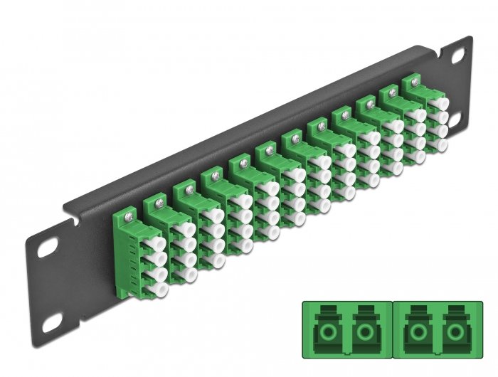 Delock 10 Panel Connection Fo 12 Ports Lc Quad Green 1 U Black