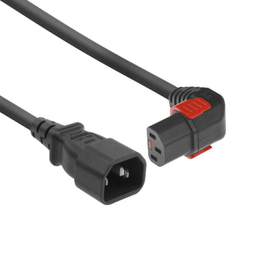 Powercord C14 - C13 IEC Lock (down Angled) Black 1M, PC2044 — image 1