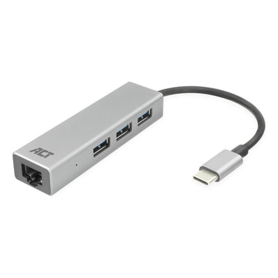 Hub USB-C And Adapter Ethernet, Número Ports 3x USB a Female With 1 Port Network Gigabit, Length Cable 0,15M,  — image 1