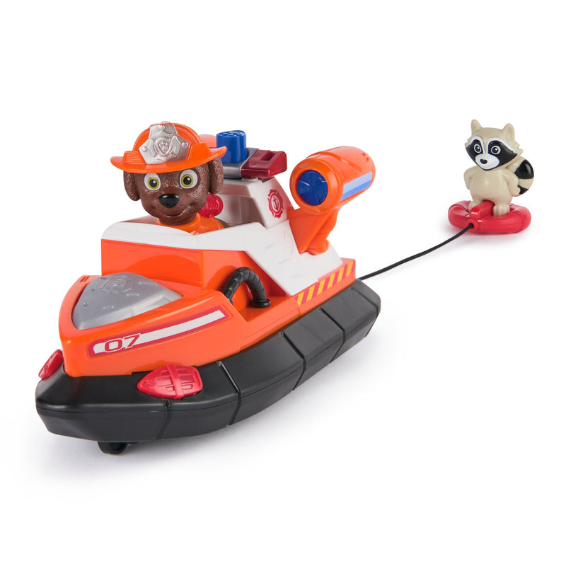 Spin Master Paw Patrol Fire Rescue: Barco Rescate Zuma, Vehículo Juguete Con Figura Perro Zuma Y Figura Mapache