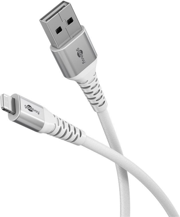 Goobay Lightning USB-A Supersoft Textile Cable With Metal Plugs, 1M, White