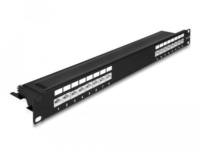 Delock 66876 Patch Panel 1U, Patch Panel Black CAT.6A, Black Metal 1U, 482,6MM, 100MM — image 1