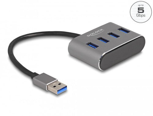 Delock 4 Port USB 3.2 Gen 1 Hub With USB Type a Connection - USB Type a Connectors Female Arriba — image 1
