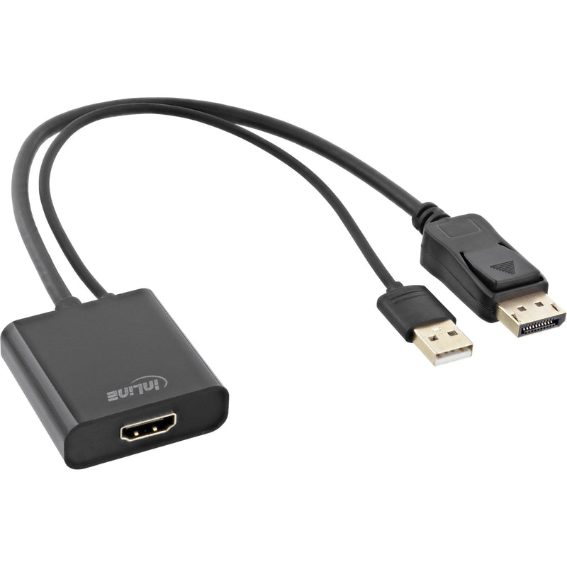 Inline Cable HDMI F a DisplayPort M, 4K, Black/Gold 0,3M