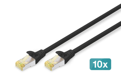 CAT.6A S/FTP Patch CORD10P Awg Cabl 26/7 0.25 M10 Piecesblack — image 1
