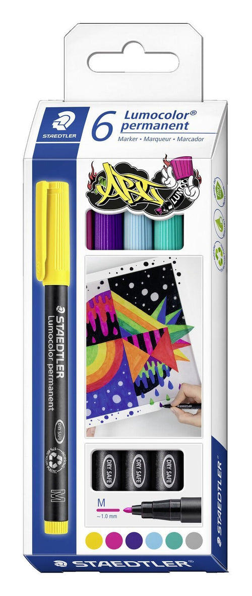 Staedtler Lumocolor 317 Pack 6 Markers Permanentes - Punta Media Redonda - Trazo 1MM Aprox - Capuchon With Cli — image 1