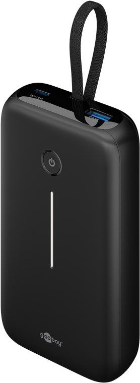 Goobay Powerbank 20.000MAH, Integriertes USB-C Cable 13CM, 30 Watt Black 20AH, 1x Usb-a, 2x Usb-c, Pd, Qc) 762 — image 1